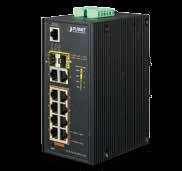 L2+ Industrial 8-Port 10/100/T 802.3at + 2-Port 10/100/T+ 2-Port 100/X SFP Managed Ethernet Switch Physical Ports 8 10/100/BASE-T Gigabit Ethernet RJ45 ports with IEEE 802.