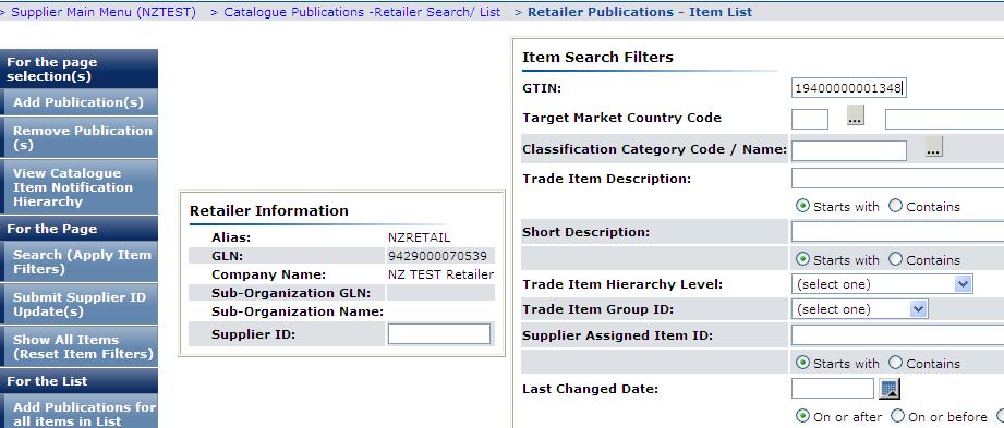 5) To Unpublish the items, select the GTIN, click Remove Publication(s) on the left. 6) Successful unpublication. Step 5. Download the updated product hierarchy from GS1net. Refer to TOPIC 2.