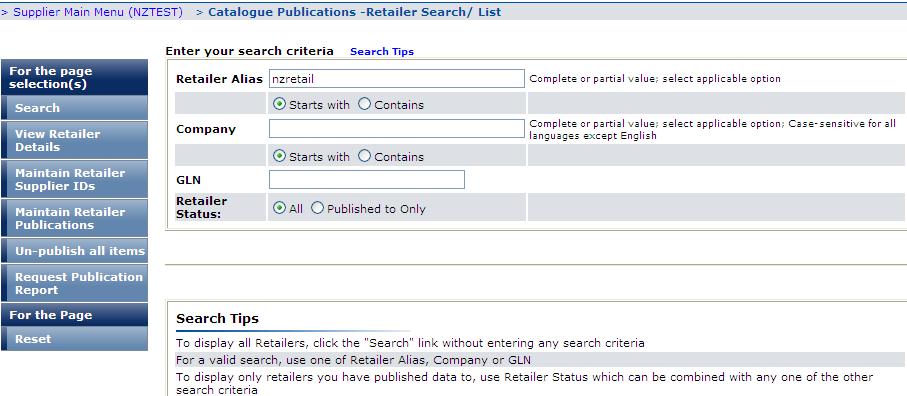 Figure 43 Maintain Publication 2) Enter search criteria to search trading partner whom you intend to