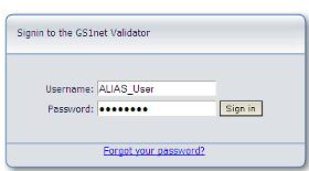 Figure 9 - GS1net Validator Sign in 2) Click Upload Catalogue Figure 10 - GS1net Validator 3)