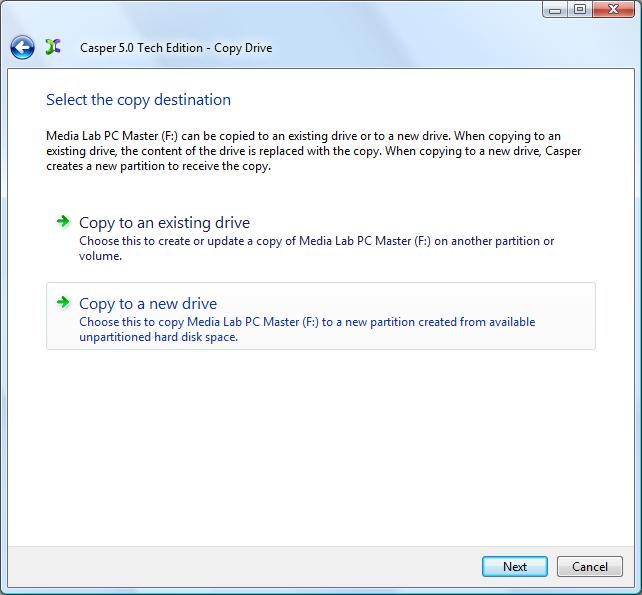 4. Select the drive representing the system image to be deployed from the external hard disk, and click Next. 5.