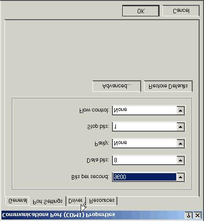 28 5 Select the Port Settings tab. If the PC has more than one serial port, make sure you view the settings for the serial port to which the printer is attached.