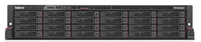 ThinkServer RD450 with 2.5" Disk Drive Bay Platform Specifications Components Specification Form factor 2U rack Up to two 105W Intel Xeon E5-2600 v3 family processors with 12 cores up to Processor 1.
