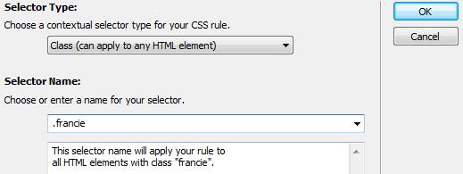 Exercise 2 Creating CSS Classes 1) Click on the New CSS Rule icon in the CSS Styles panel. 2) For Selector Type choose class and make sure Rule Definition in is set to styles.css. 3) Enter.
