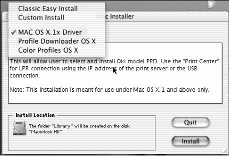 Macintosh Installation Install Printer Software for OS X.1 Install the Driver Be sure to switch off antivirus software before installing a printer driver.