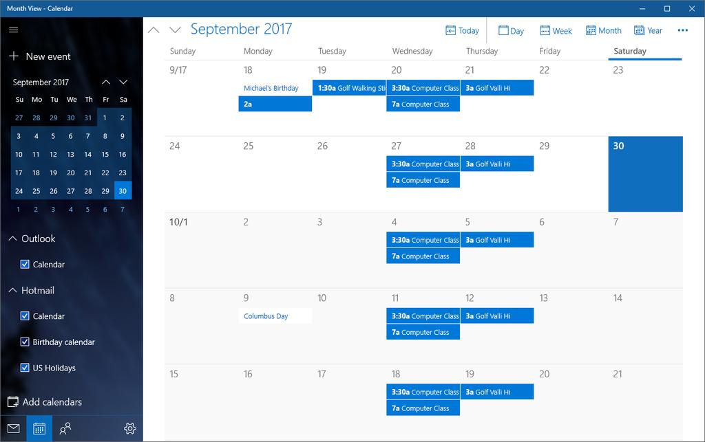 The calendar is another useful app that is simple in its use.