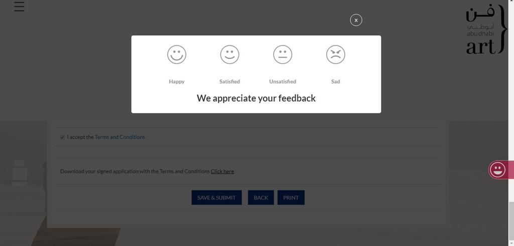 e- After given feedback by user it redirects to same submit application