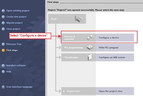 Create the Project Step 2: Project configuration Note: Select Create new project =>