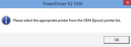 FIGURE 14 15) Click the drop-down arrow and select the Epson Artisan 1430 Series as the OEM Printer