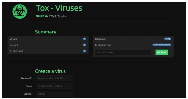 Malware Toolkits (Malware as a Service) 1. Sign up for the TOX Ransomware Service. The hosting Service is free. (You just have to register on the site.) 2.