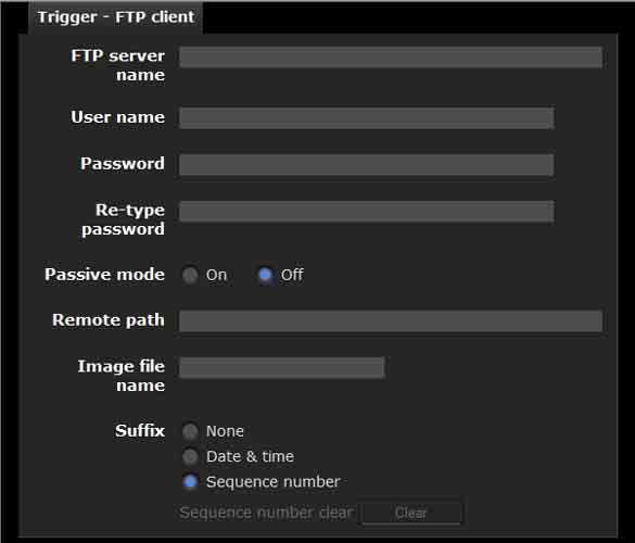 FTP client Checking this box allows you to select FTP client on the Trigger panel in the main viewer.