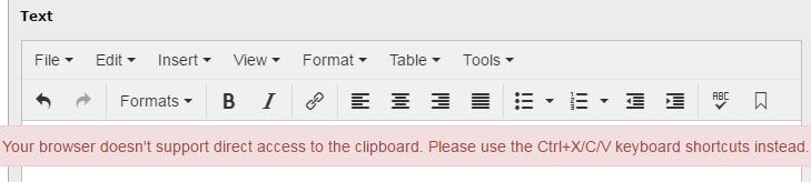 If by chance you forget, you will get a reminder to use the keyboard shortcut Ctrl+V to paste. Common Content Page Each department has a common content page.