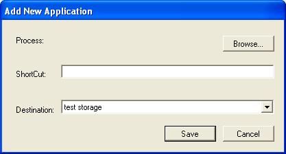 Destination: the storage setting associated with the selected process.