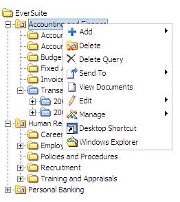 2.5.7 CABINET CONTEXT MENU Some of the top navigation menu operations mentioned above is also available in the context menu of the relevant node(s). Right click on a Cabinet to view the Context Menu.