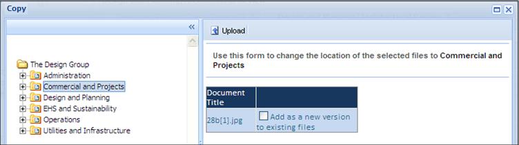15 SEND TO COPY To copy a selected document, the user selects one or more Documents then clicks on Send tocopy in the document context menu. The following page will open.
