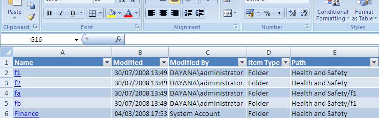 last modification Modified By: the user that did the last modification Item Type: document type Path: document path in the Tree View Rows Selected Cabinet or