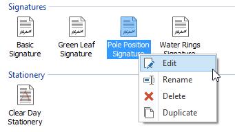 accomplished by double-clicking the template), or Click the Rename button in the Template group in the ribbon to rename the selected template, or Click the Delete button in the Template group in the