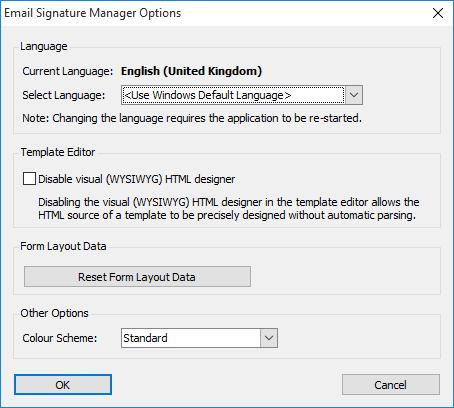 The following settings can be modified: Language: Allows you to specify the language used by the application.