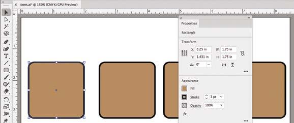 4. Choose the Selection tool at the top of the Tools panel, then click the left rectangle on the artboard to select it. 5.