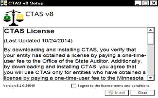 STEP TWO: INSTALLING CTAS VERSION 8.2 ON YOUR COMPUTER Before you install CTAS Version 8.2, be sure to back up all of your CTAS Version 8 data.