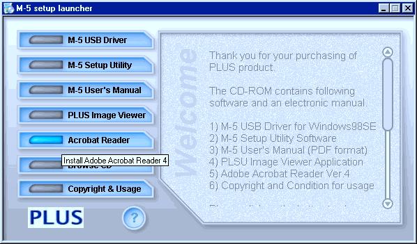 Electronic User's Manual The User's Manual stored on the CD-ROM is in the PDF format. [Acrobat Reader] should first be installed if not already installed in the personal computer environment.