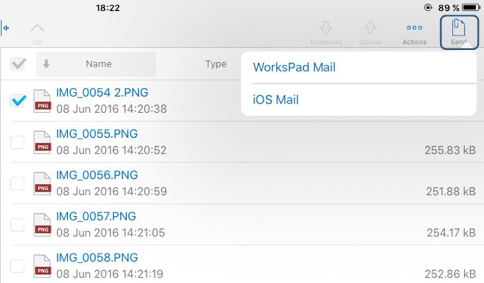 How to email a file from the File Manager 1. Pick the file and tap Send 2.