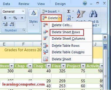 DELETING CELLS: DELETING ROW OR COLUMN MEANS YOU WANT TO DELETE ROW OR COLUMN FROM WORKSHEET.