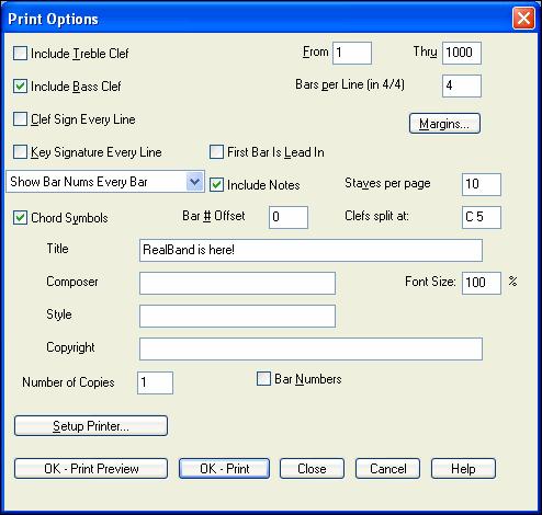 The Number of Copies setting allows you to easily print out multiple copies of notation. You can print any number of copies from 1 to 1000.