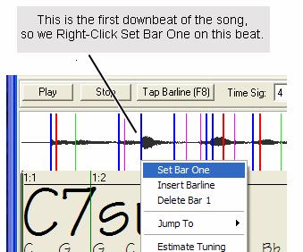 The shortcut keys and mouse playback controls make it easy to find Bar One. Tap the space bar to begin play, watch the Location Cursor, and listen for the downbeat.