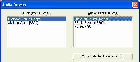 Audio Drivers Tutorial MME Audio Drivers The [Drivers ] button in the Options Preferences Audio dialog brings the Audio Drivers dialog, which lets you select Audio Input and Audio Output drivers.