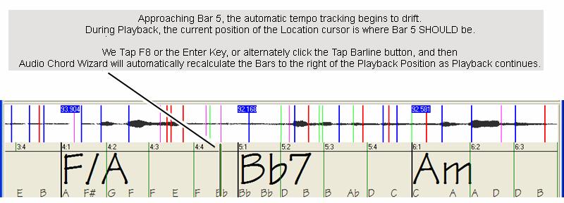 When satisfied with the Bar lines and Chords, click the [OK] button to return the Chords and Tempo Map to Band- In-a-Box or RealBand.