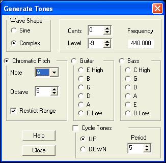 Chromatic Pitch - Select this radio button to select any desired note and octave. Note - Pick the desired note. Octave - Pick the desired octave.
