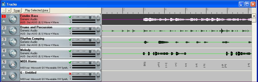 Any track of RealBand s 48 tracks can be designated as an audio track - mono or stereo. Click on the track icon to set the track type. Other Audio Formats RealBand supports.wav,.wma,.wmv,.cda, and.