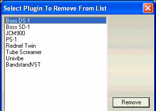Remove VST/VSTi Plug-In You can remove a VSTi or VST plug-in that you have installed. This only removes the VST/VSTi plug-in from RealBand' list of remembered VST plug-ins.