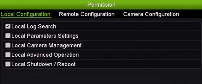 3. Select the desired options for local configuration, remote configuration, and camera configuration. 4. Click Apply to save the settings. 5. Click the OK button to return to the previous window. 6.