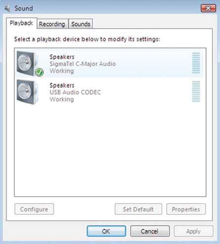 Setting up your PC (with Windows Vista or Windows 7) to work with your USB Turntable 4. Select the Playback tab.