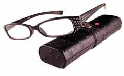 MAGNIFYING READING GLASSES 19 Ebony Readers Lightweight spring hinge; crystal and stud adornment;