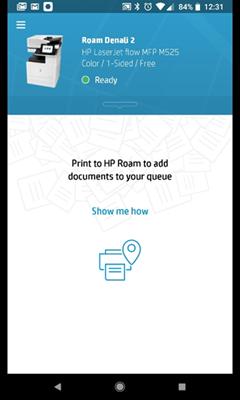 To print the job now, select the HP Roam notification or open HP Roam app.
