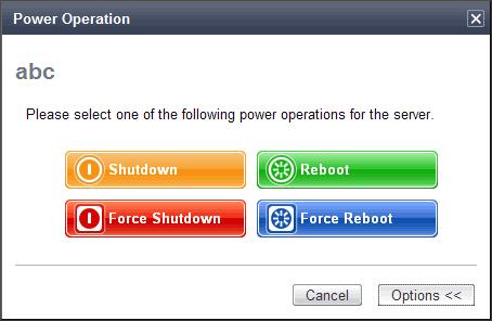 Figure 6.6 Power Operation Dialog (with Additional Options) - "Force Shutdown" Selecting "Force Shutdown" will forcibly power off the target server blade. A confirmation dialog is displayed first.