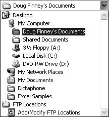 Lesson 1 - Getting Started 5 The contents of the list box might resemble this: In the list box is a list of all the drives (and folders on the Desktop) available.