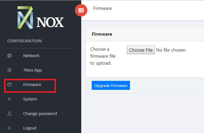 Upload a Firmware Perform the following steps to upload a firmware: 1. Login to your account. 2. Select Firmware in the left-menu, as shown in the following image: 3.