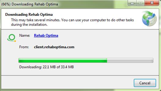 4. When the product has completed downloading you will be presented with the Rehab Optima Login dialog box.