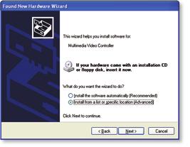 3 When prompted with the `Found New Hardware Wizard' screen,