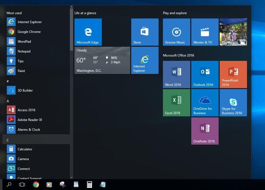 Desktop for Windows 10 Windows button and above Profile