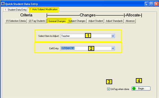General Changes If changing the Items selected in the Selection Criteria they are changed in the General Changes tab.