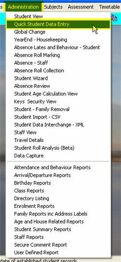 Prerequisites: Entry of all relevant data via Student View, Staff View and Curriculum.