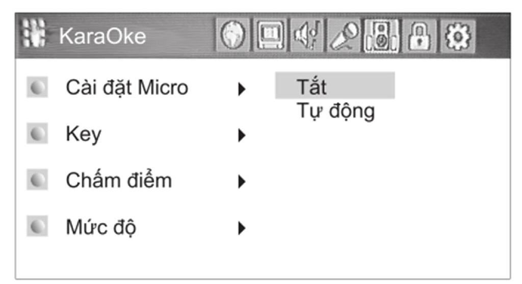 4. Karaoke installation: - Micro setting: + Off +