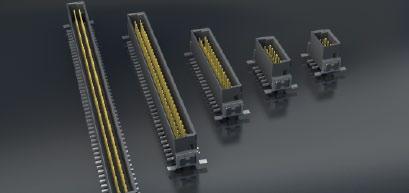 mezzanine applications with a range of straight versions for four different stacking heights that can be used to interconnect PCBs arranged in parallel stacks with spacing between 8.0 mm and 13.8 mm.