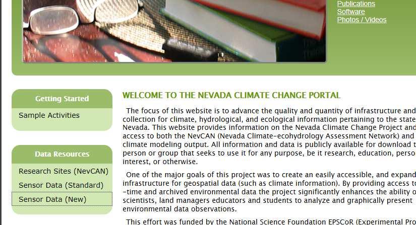NEVADA CLIMATE CHANGE PORTAL WORKSHOP SAMPLE PORTAL ACTIVITIES Welcome to the Nevada Climate Change Portal!