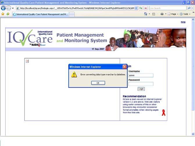 A: Probable cause: The regional settings of the system on which IQCare is installed,